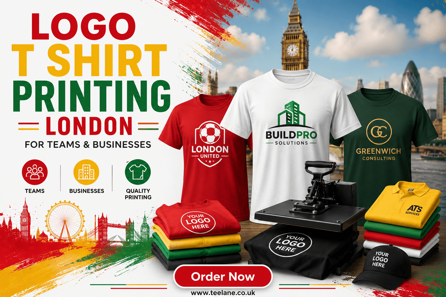Logo T Shirt Printing London for Teams & Businesses