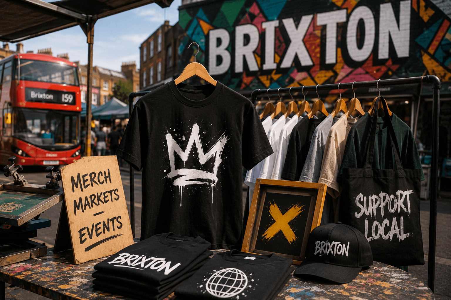 T Shirt Printing Brixton for Merch, Markets and Events