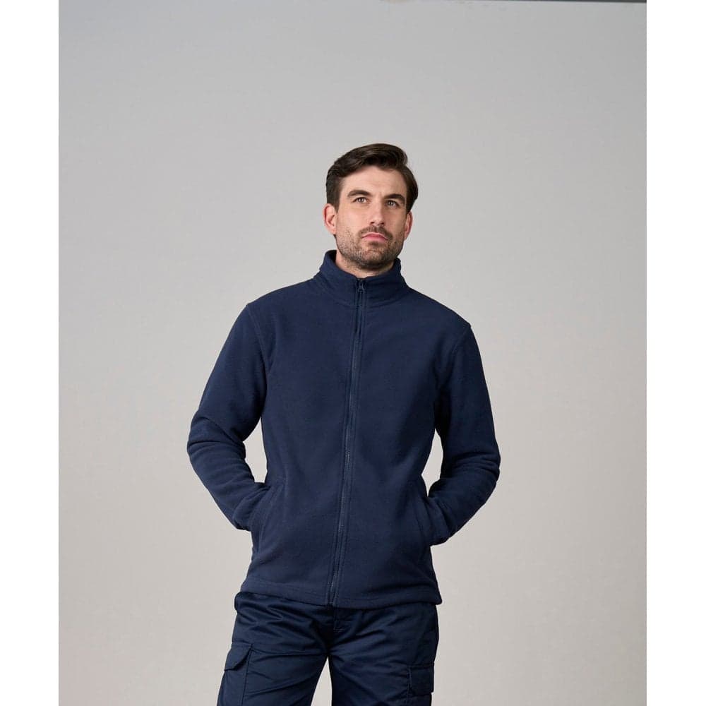 Pro RTX RX402 navy fleece worn by a model, front view